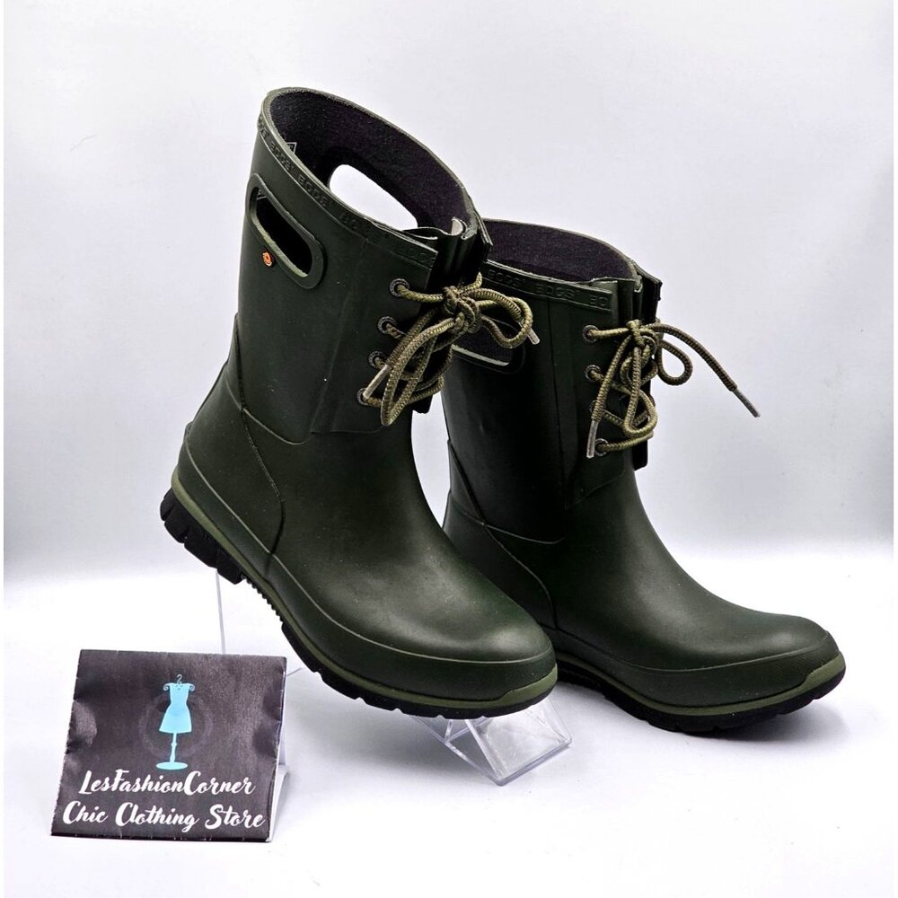 Bogs Women's Olive Green Rubber Amanda Waterproof Outdoor Rain Boots Sz 6 2347 - Picture 5 of 16